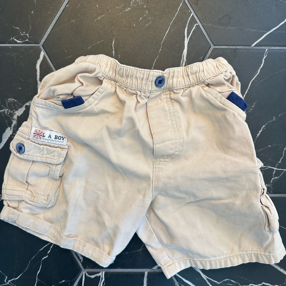 Laura Ashley Beige Cargo Shorts with Blue Highlights
